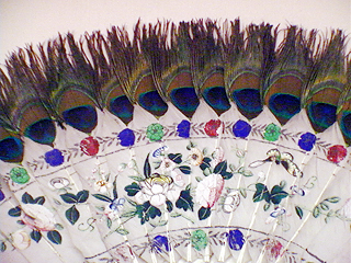 Victorian peacock feather fan